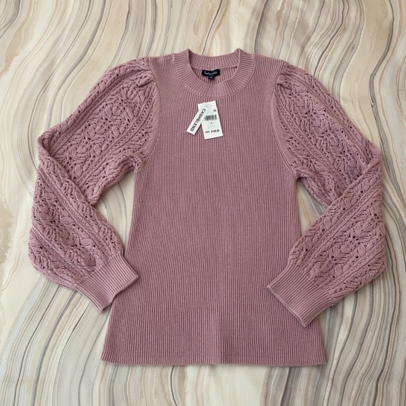 Splendid Sweaters - NEW! Splendid Phoebe Cashblend Pointelle Crewneck Sweater Lavender Pink S - $148
